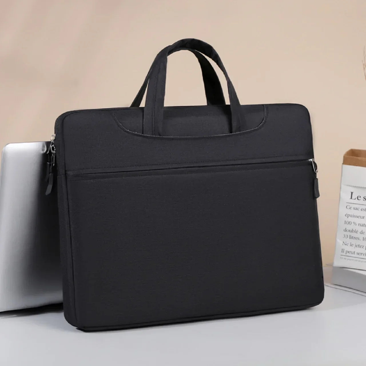 Men Briefcase Front Zipper Nylon Bags /Straps-Handle/ 15.6 inch Laptop/Multi-Pocket Design/Felt Lining/Laptop Compartment/Colors-Pink/Gray/Blue/Black