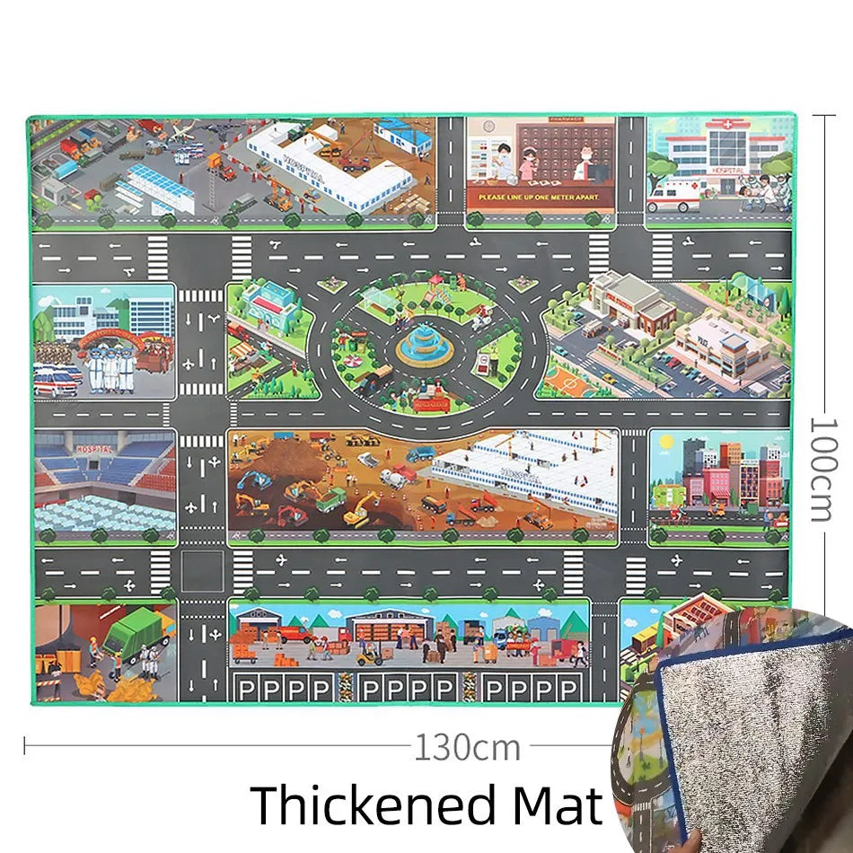 Babies Plastic Waterproof Non-Woven Cartoon Traffic Road Maps Crawling Educational Play Mats/Colors-Multicolor/Gray/Black/Blue/Babies Ages: 6 Months + Older