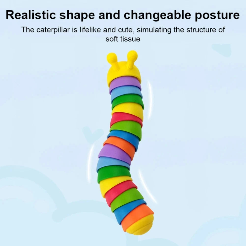 Plastic Funny Soft Realistic Worm Puzzle Caterpillar Fidget Toys/Ages: 3-18+Years Old/Colors-Green/Blue/Yellow