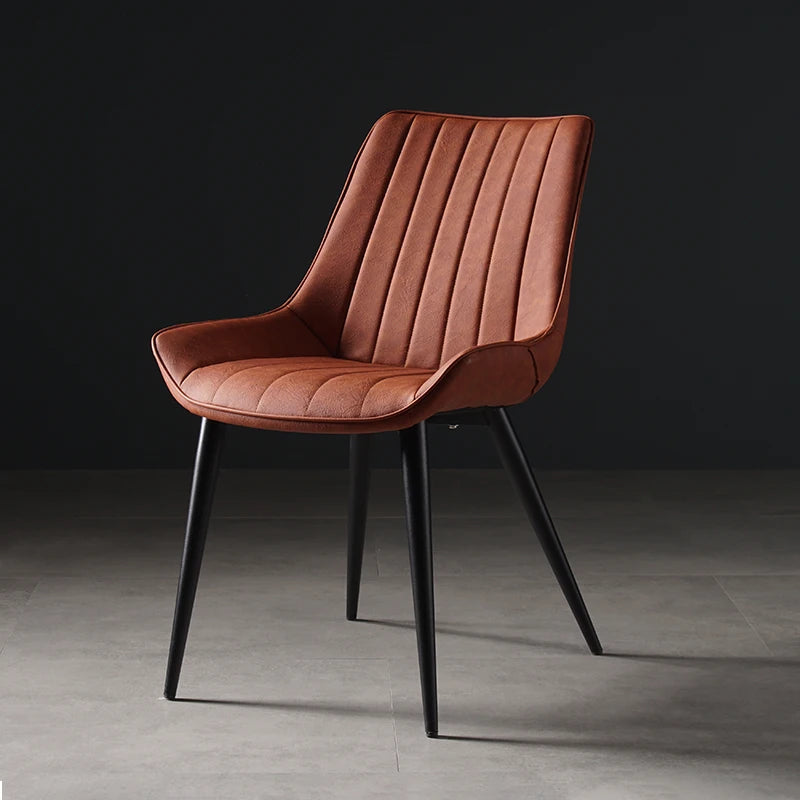 4 pcs Nordic Armless Leather Upholstered Backrest-Seat Dining Chairs/Colors-Black/Green/Brown/Beige/Orange/Gray