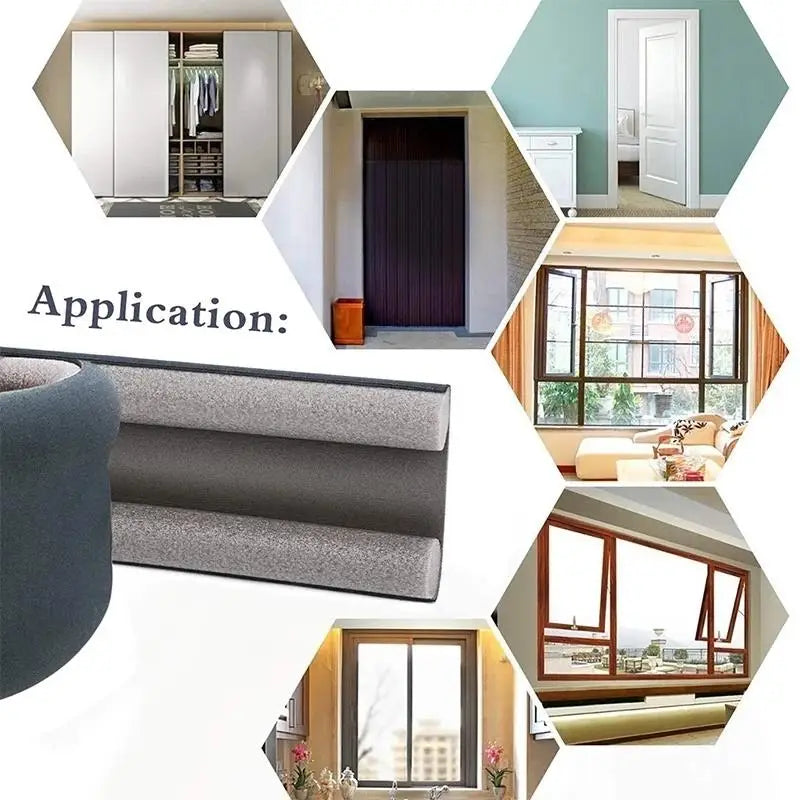 Non-Adhesive Flexible EVA Foam Velvet Fabric Cuttable Round Under Door Draft Stopper Sealing Strips/Colors-White/Gray/Brown/Black