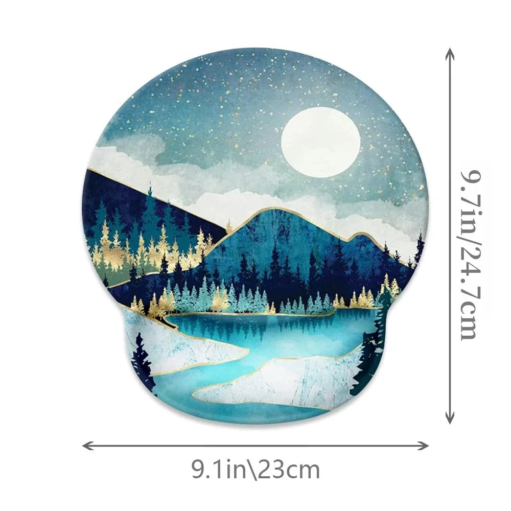 Unisex Customized Soft Non-Slip Rubber Base Wrist Rest Support Gaming Non-Toxic Laptop-Computer Mouse Pads/Colors-Blue/White