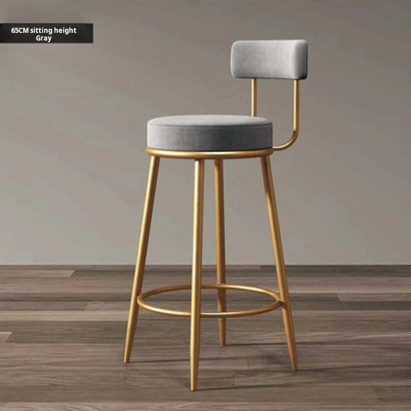 Nordic Iron Framed Low Backrest Upholstered Velvet Armless Bar Stools/Colors- Blue/Green/Black/White/Pink/Gold