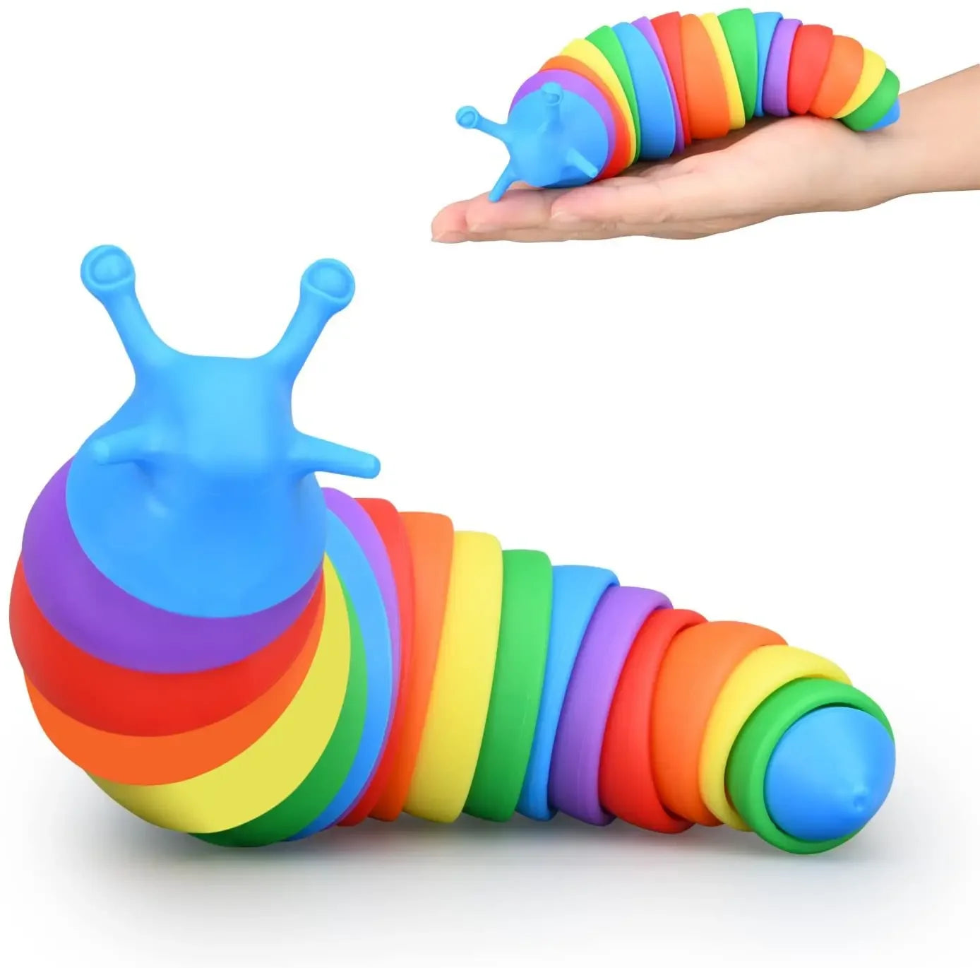 No-EN-Name-Null Kids-Adults Plastic 3D Colorful Rainbow Color Twistable Squishy Snail Slug Stress-Reliever Fun Sensory Decompression Activity Toys/Ages: 3-12 Years Old-Adults