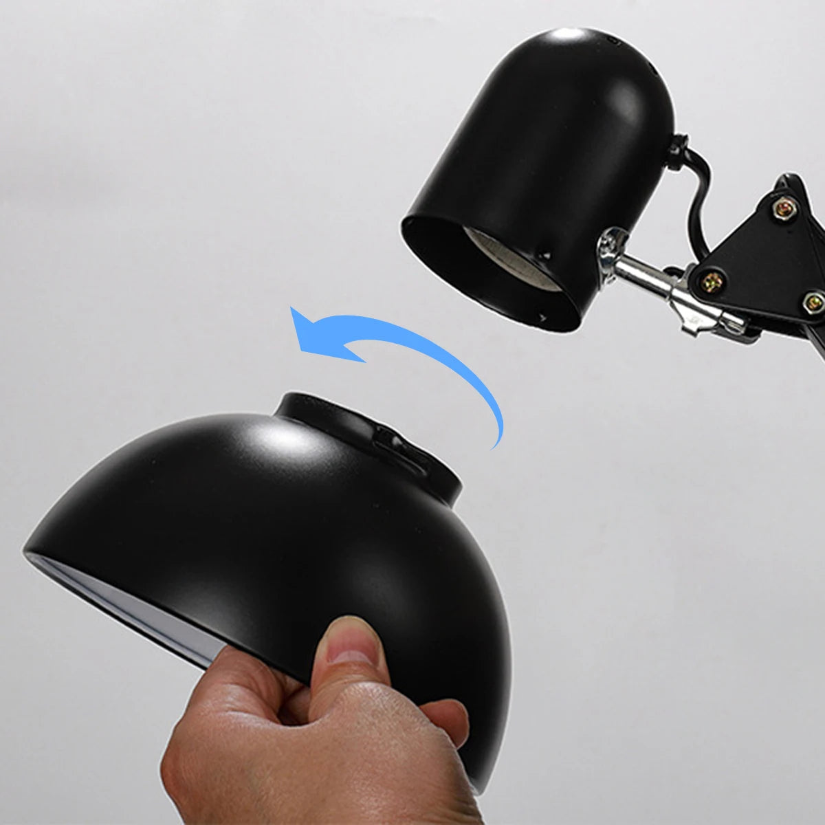 Black Metal Multi-Angle Rotation Swing Folding Arm Clip-On Desktop Dimmable Lamps