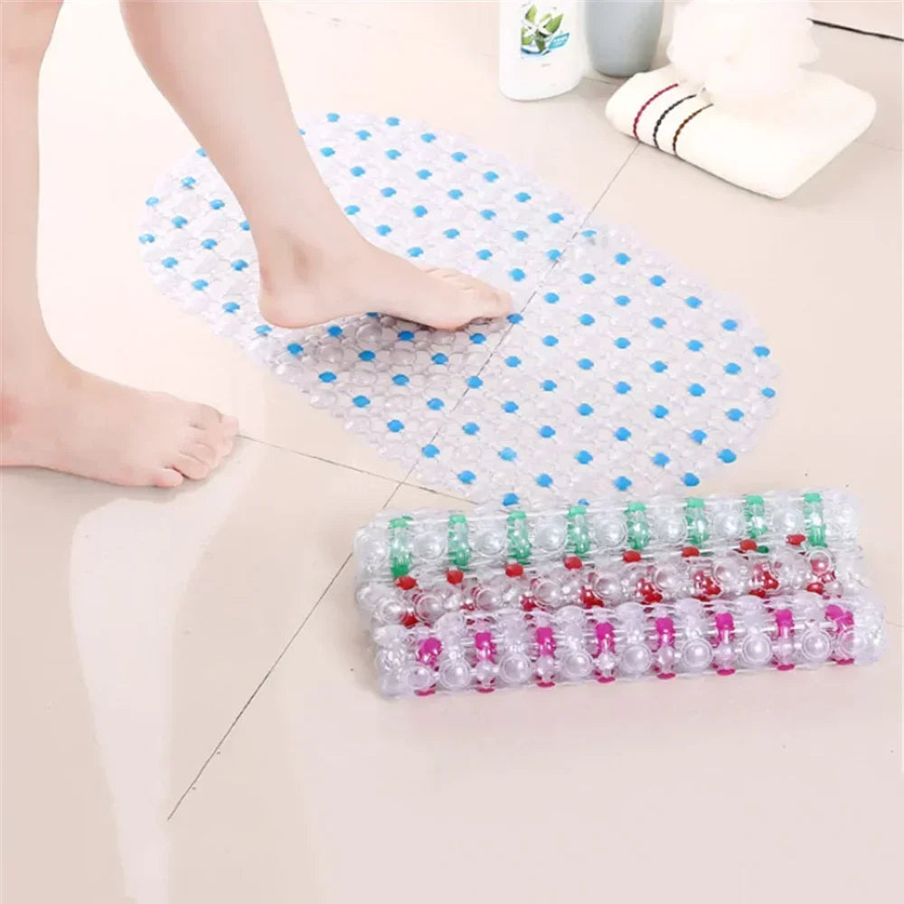 Bathroom Non-Toxic Striped-Geometric Suction Cup Shower-Bathtub PVC Non-Slip Base Mats/Size: 38x68cm/Colors/Purple/Green/White/Blue/Rose Red