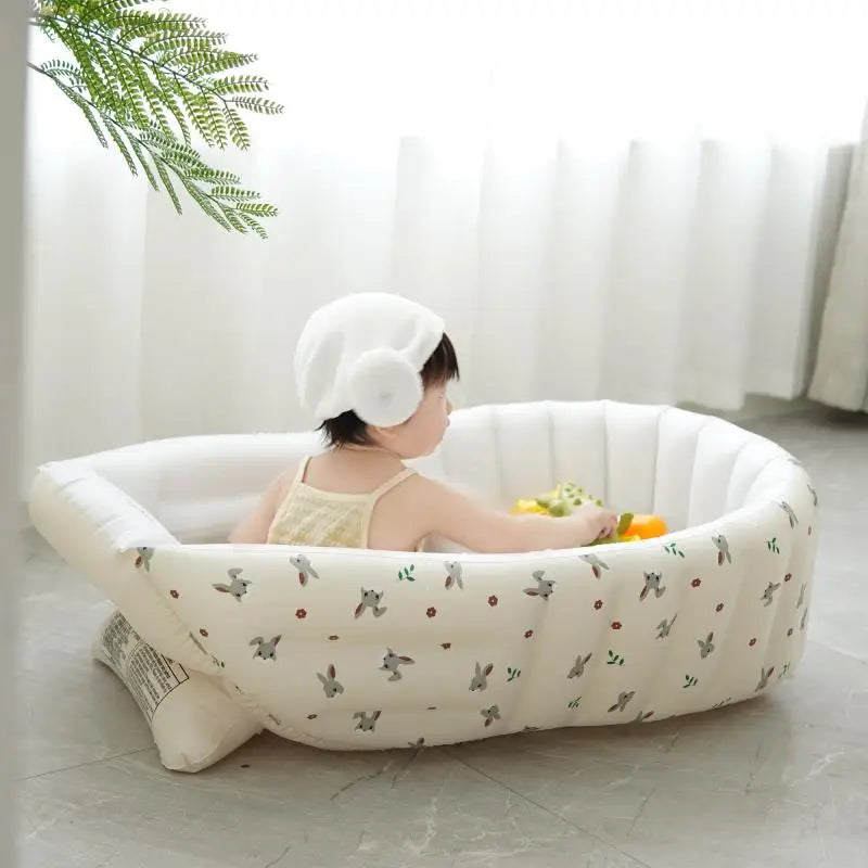 Newborn Babies-Preschooler Foldable PVC Soft Inflatable Bathtubs/Ages: Newborn 0-3 Years Old/ Colors-Animals/Khaki Bear/Rabbit/Love Bear/Olive/Little Bear Head/Tiger