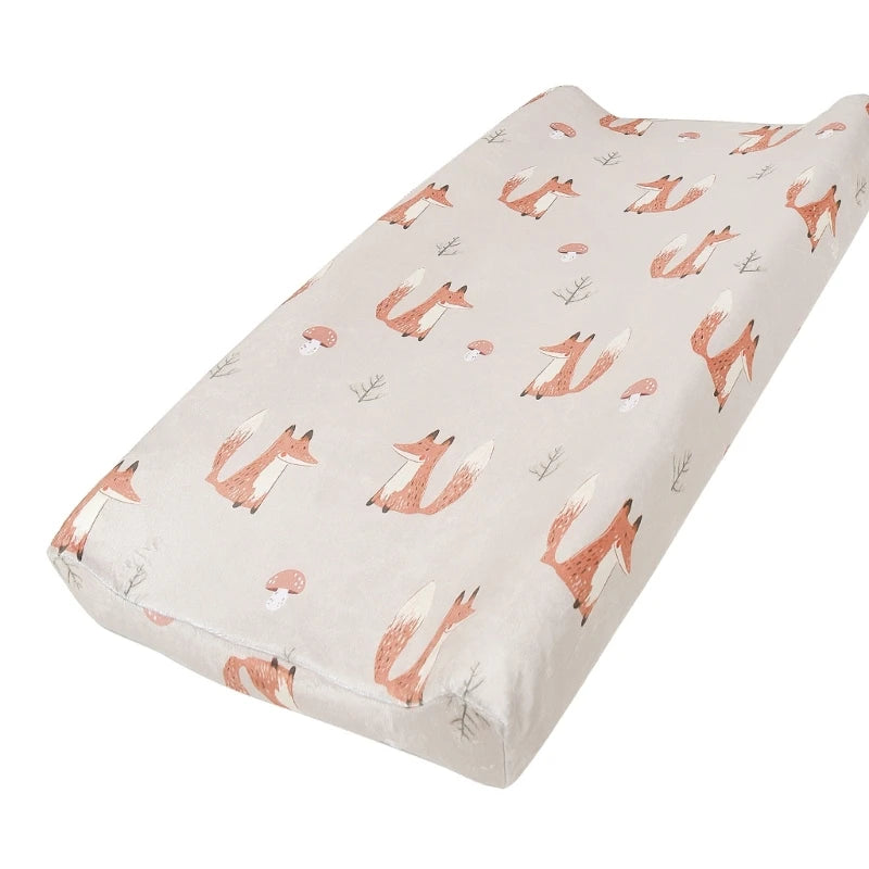 Newborn Babies Soft Polyester Fabric Cute Cartoon Design Removable Washable Diaper Changing Pad Printed COVERS/Colors-Multicolor/Floral/Animal/Rainbow