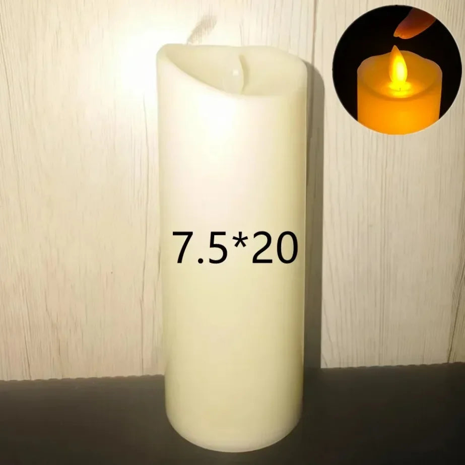 Realistic Round Plastic LED Electronic Flickering Flameless Candles/3-AAA battery/Battery Not Included/Colors-White/Black/Mini Candle-Ivory-White Button Batteries Not Included