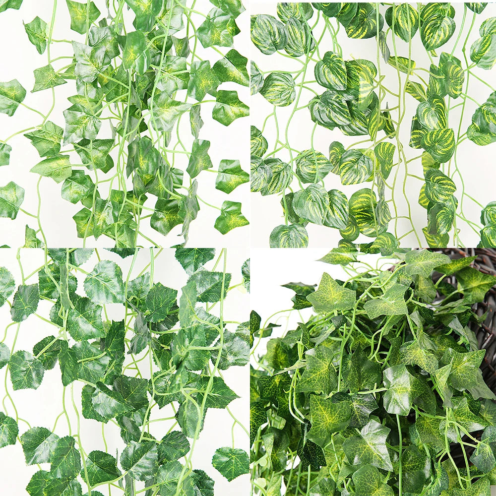 Green Plastic Non-Flowering Artificial Hanging Ivy Magnoliopsida Climbing Vine