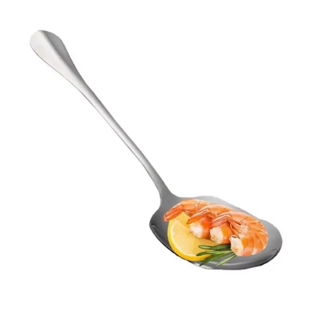 Kitchen Streamlined Design Silver Stainless Steel Serving Large Wide Flat Head Spoons