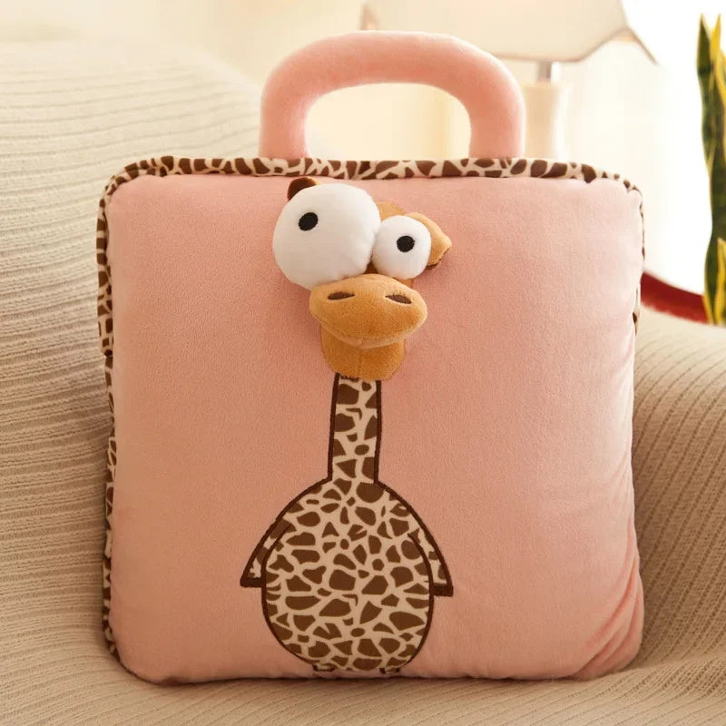 100% Polyester 2 in 1 Pillow Quilt Dual-Use Nap Animal Pillow W/ Multifunctional Folding Blanket
