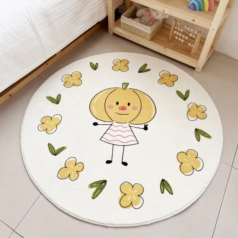 No-EN-Name-Null Printed Non-Toxic Quick-Dry Round Cute Cartoon Gray Animal Cat-Rainbow-White Clouds Nice Day Memory Form Cushion Anti-Slip Bottom Rugs/Colors-Animals/Rainbow/Multicolor/White/Pink/Black/Dots/Yellow/Blue/Geometric