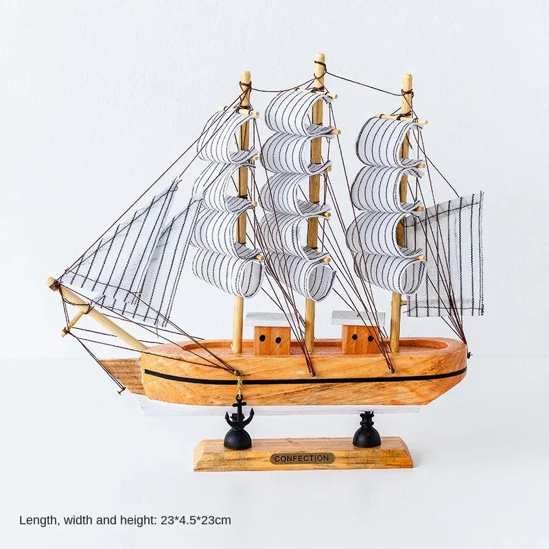 Wood/Fabric Nautical Sailboat Models/Colors-White/Black/Blue