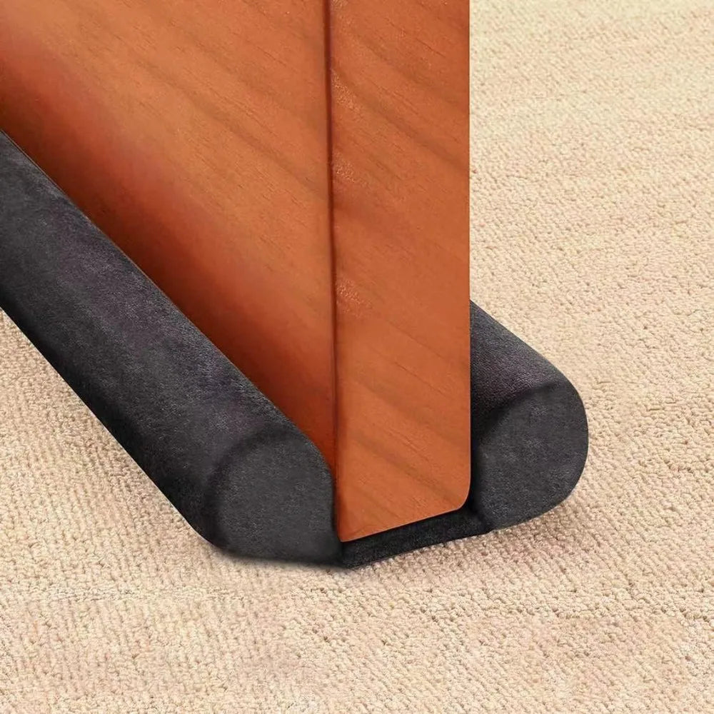 Flannel Velvet-Round Foam Cloth Under Door Draft Stoppers/Removable-Washable Cover/Cuttable Foam/Colors-Gray/Black/Brown