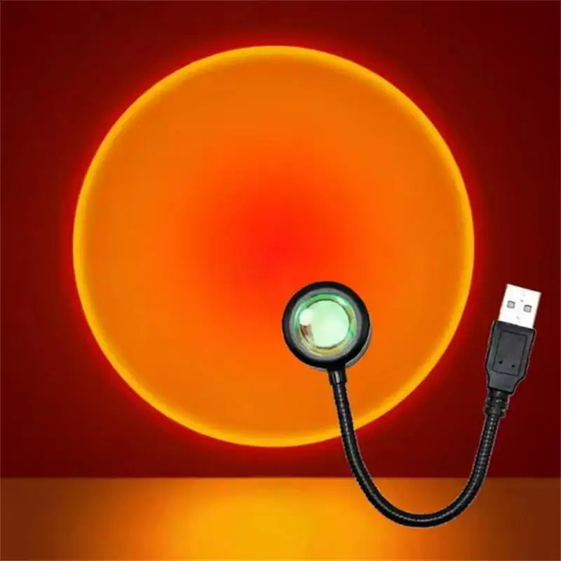 Sunset Yellow USB Night Light Projector Table Lamp /Color-Black