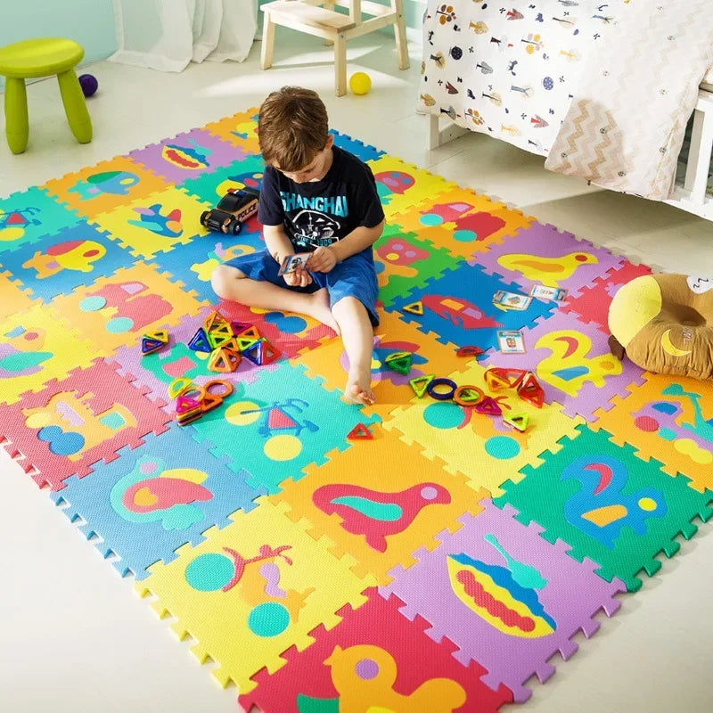 Baby Play Mat Kids EVA Foam Puzzle Carpet 30cmX30cm Interlocking Floor Tiles Educational Alphabet Numbers Activity Game Toys