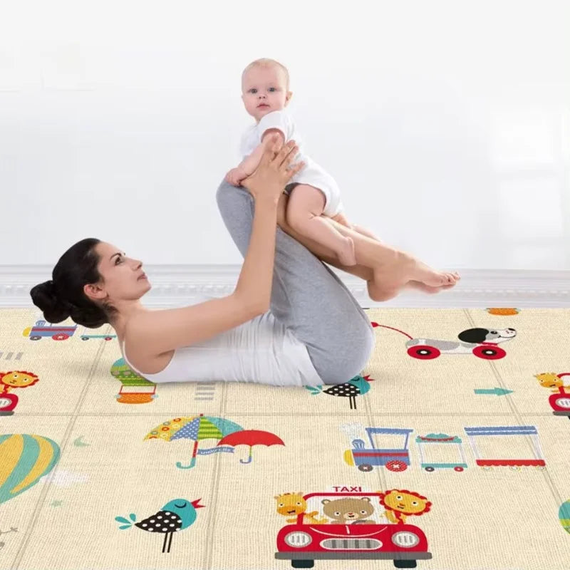 Baby Folding Mat, Large Tummy Time Folding Baby Crawling Mat Outdoor or Indoor Use, Portable Cute Double Sides Crawling Mats
