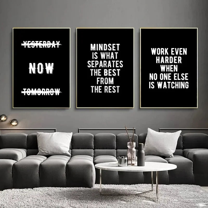 Unframed Modern Rectangle Canvas Black-White Letters Inspirational Quote Prints/Many Sizes