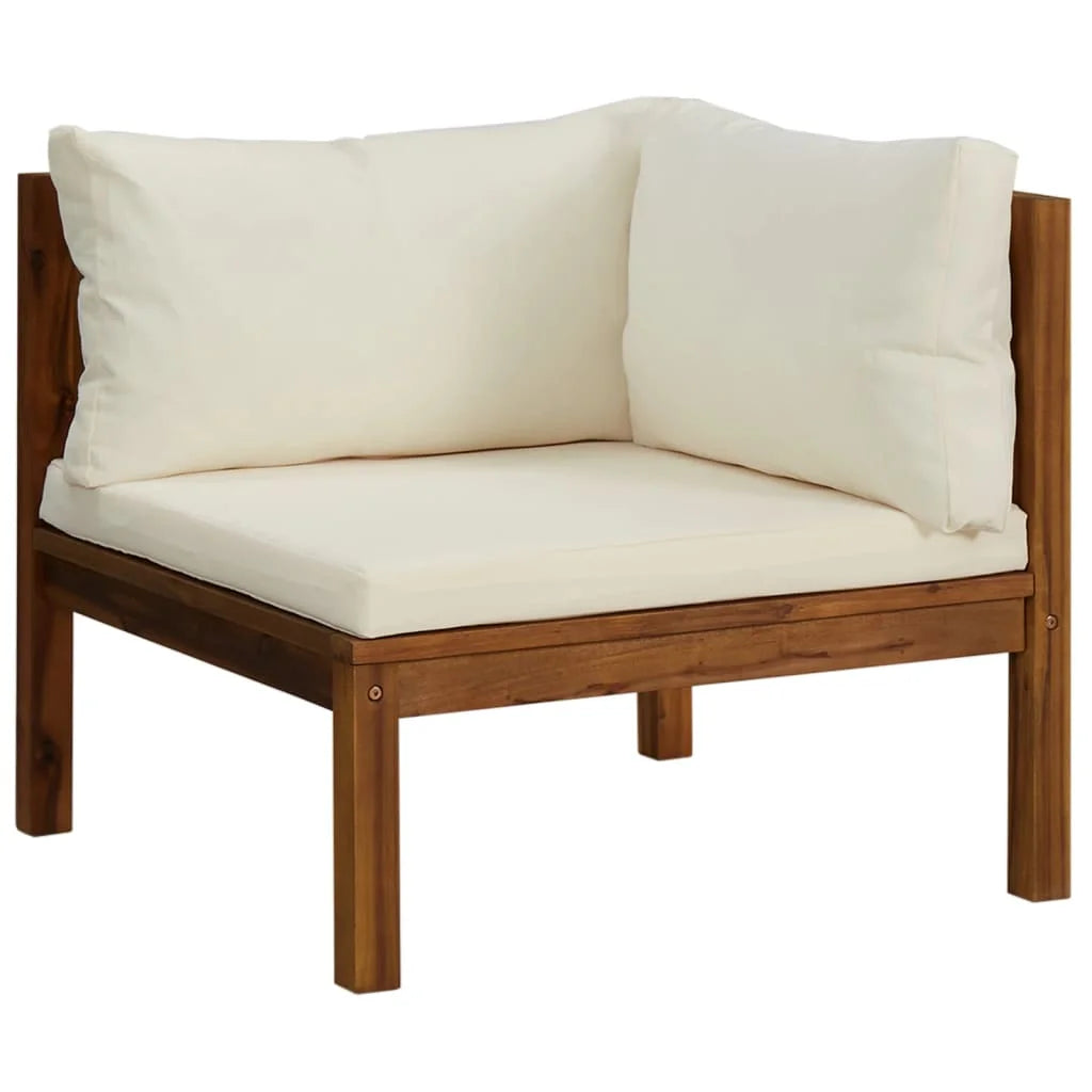 10 Piece Brown Modern Oil Finished Acacia Wood Outdoor Patio Lounge Set w /Polyester Cream Cushions