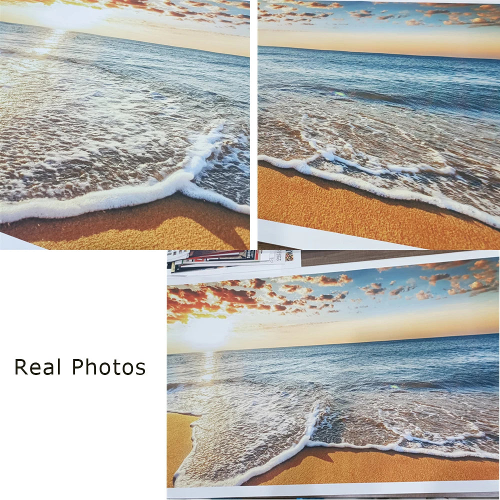 Unframed Rectangle Canvas Waterproof Ink Abstract Beach Prints/Colors-Beige/White/Blue