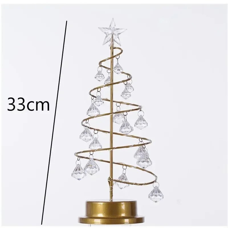 Acrylic Warm White LED Tabletop Fade-Wear-Resistant Christmas Tree Round Metal Base Table Lamps/ Battery Operated /3-AA Batteries (Not Included)/On/Off Switch/Colors-Gold/White/Clear/Silver