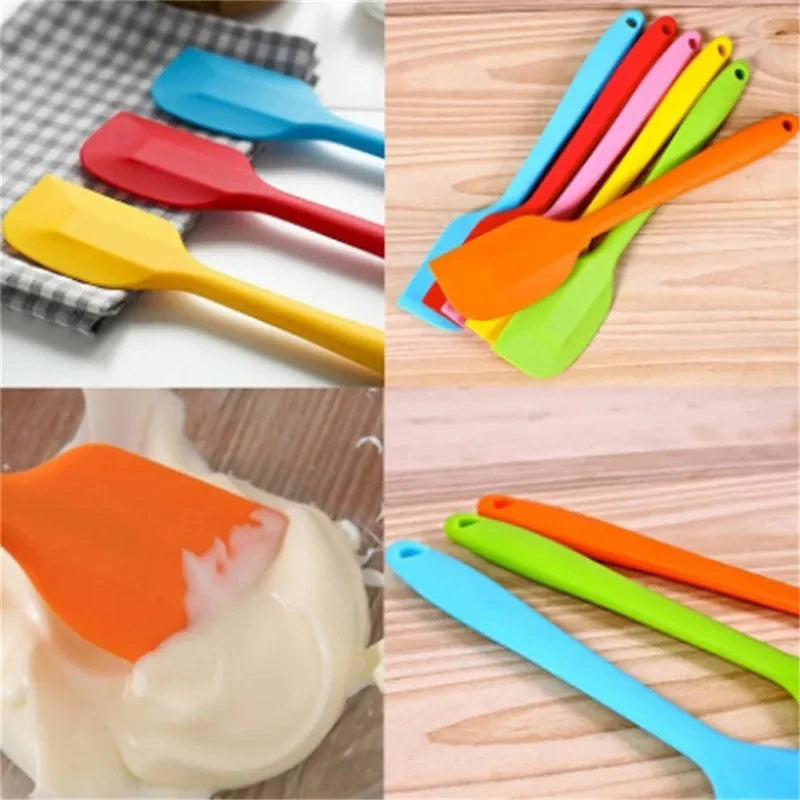Kitchen Small Heat Resistant Integrated Soft Silicone Spatulas/With Hook Hole/Colors-Red/Blue/Green/Orange/Pink