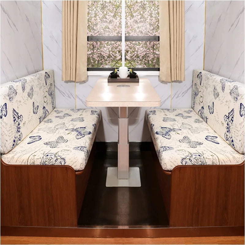 4 PCS Set Polyester Colorful Nordic Floral Flowers RV Camper Dinette Elastic Spandex Stretchy Armless Sofa Slipcovers