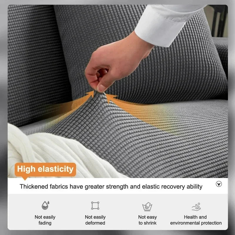 L-Shaped Jacquard Polyester Fabric Fall-Winter Elastic Stretch Sofa Covers /Colors-Gray/Beige/Geometric/Green/Red