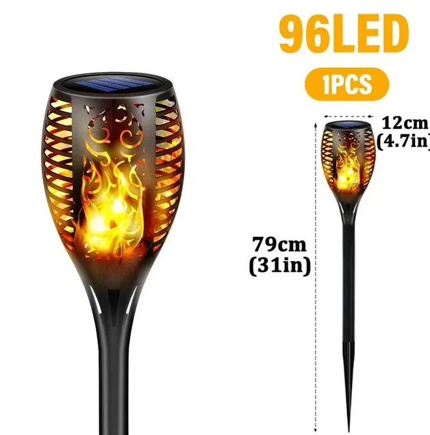 1-10Pack Solar Flame Light Outdoor 96/12 LEDs Flickering Torch Waterproof Night Lamp Garden Decoration for Lawn Path Yard Patio