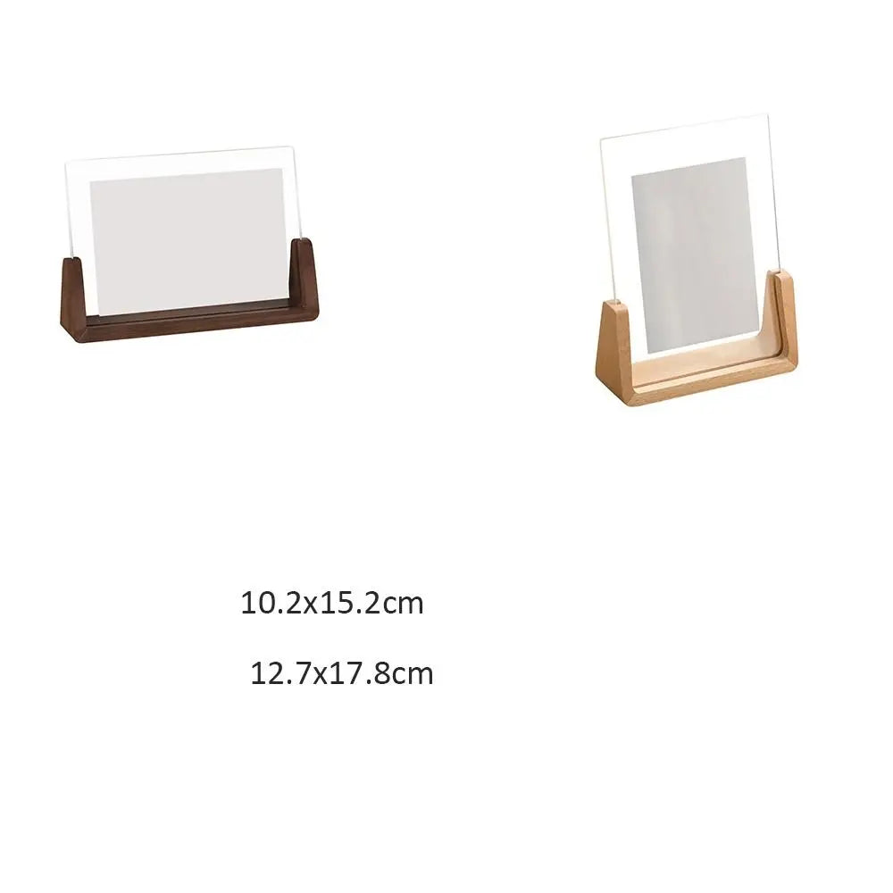 Flexible Strong Rectangle Clear Acrylic Brown Wood Base Photo Frames