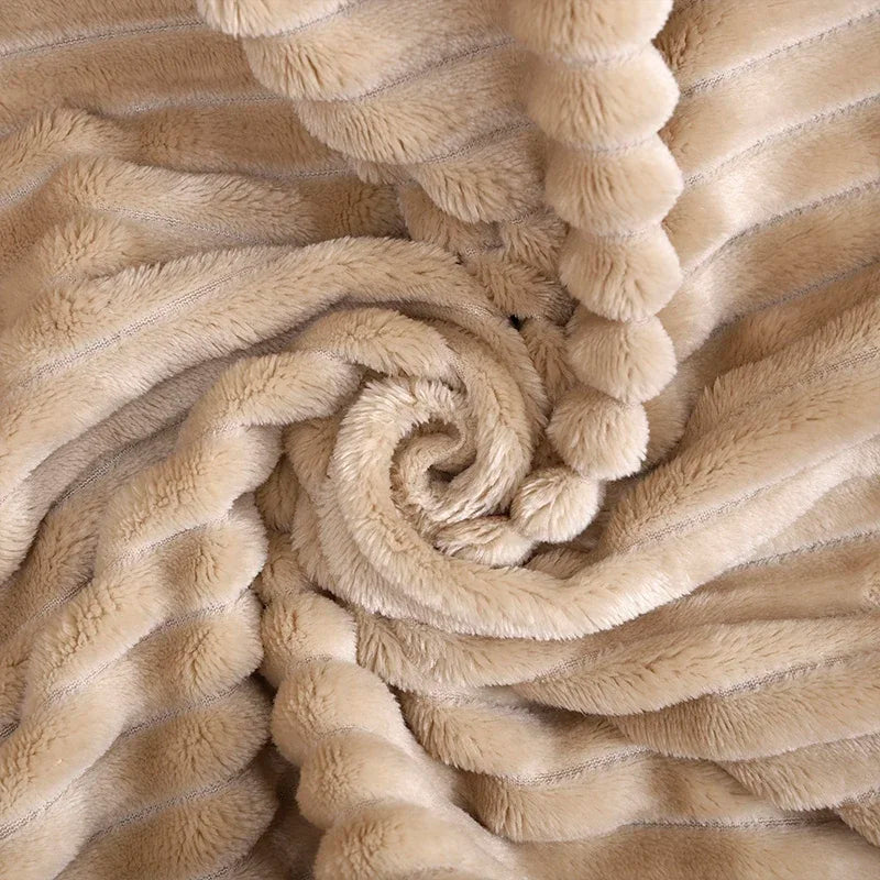 Solid Colored Striped Pattern Soft Warm Coral Fleece Polyester Flannel Blankets/Colors-Light Gray/Dark Gray/Dark Blue/Sky Blue/ Purple/ Yellow/Coffee/Pink/Khaki/Ivory/Machine Washable