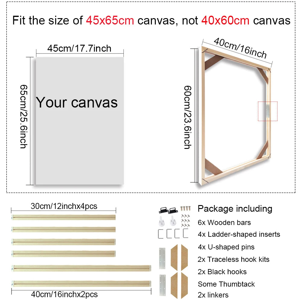 Unisex DIY Craft Single Rectangle Nature Wood Frames For Canvas Oil-Water Painting Kits /Colors-Brown/Beige