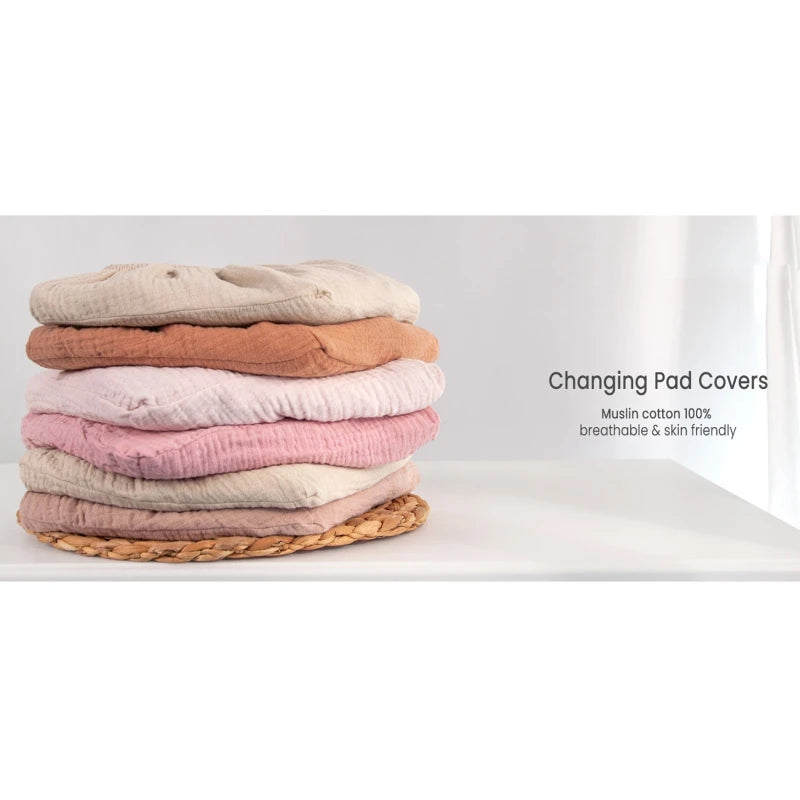 Babies 2 PCS Set Removable Cotton Fabric Diaper Changing Pad Breathable COVERS/Machine Washable/Easy To Install /Colors-Beige/Blue/Green/Pink/Brown/Multicolor