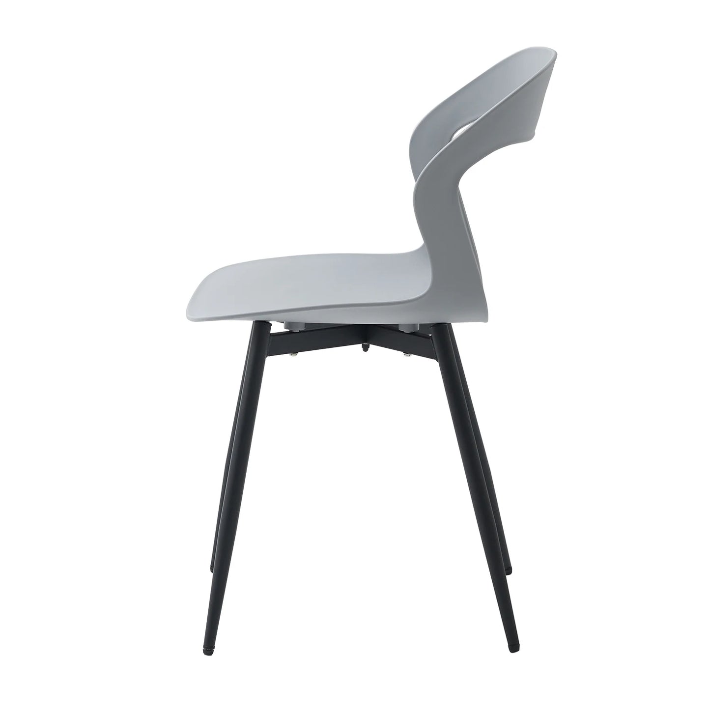6 pcs Scandinavia Plastic Black Backrest-Hard Seat/Beech Wood Texture Metal Legs Dining Chairs/Colors-White/Black/Gray
