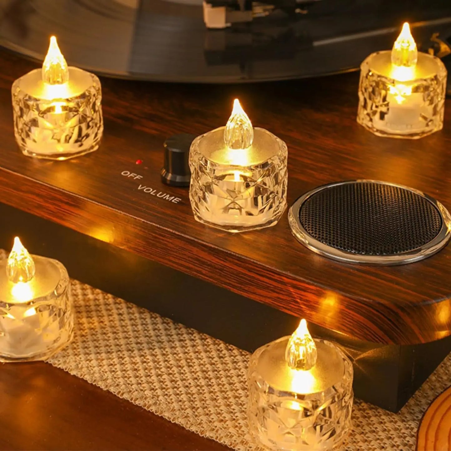 LED Plastic No Flame Crystal Transparent Shell 48 Hour Long-Lasting Button Battery-Driven Round Clear Warm White Battery-Powered Night Lights