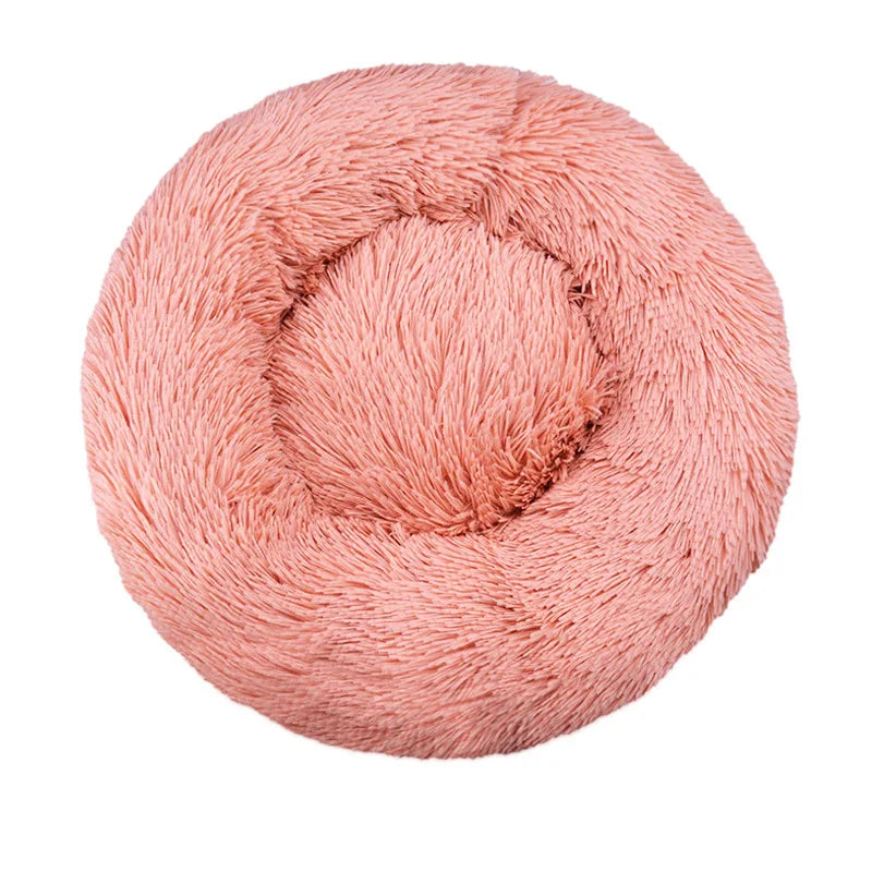Cats-Dogs Round Washable Soft Cotton Lining Warm Plush Anti-Slip-Waterproof Bottom Beds /Colors-Gray/Dark Gray/Brown/White/ Pink/Tie Dyed/Light Apricot/Coffee/6 Sizes To Choose