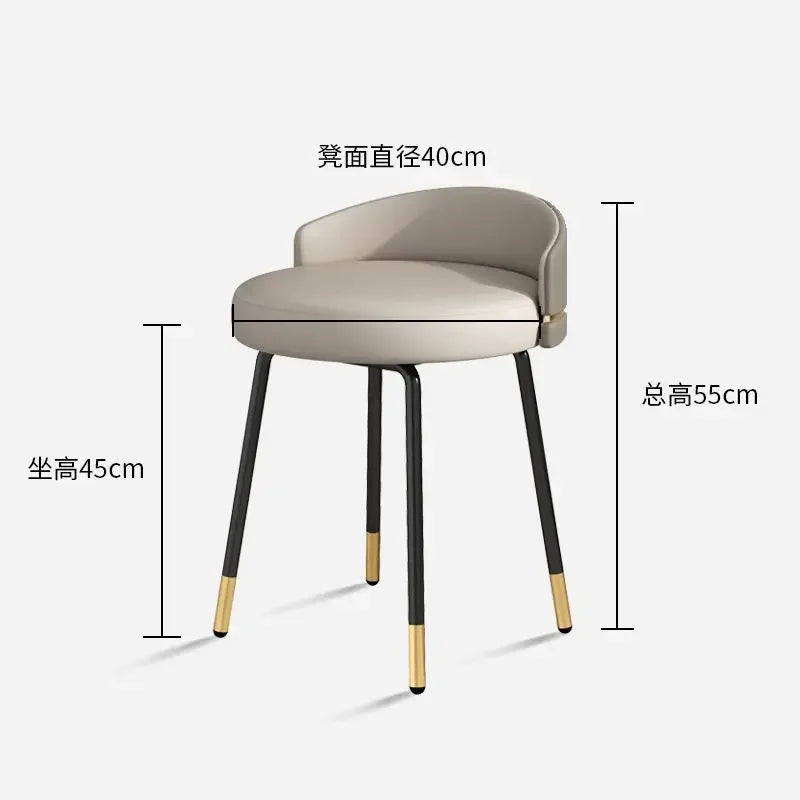 Small Faux Leather Cushion Makeup Chairs w /Iron Legs/Colors-Orange/Beige/Black/Gray