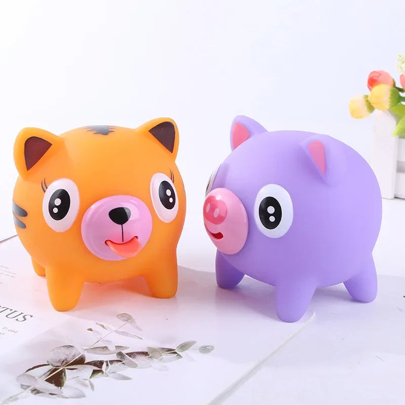 Kids Soft Plastic Silica Gel Non-Toxic Cartoon Cute Talking Babies-Bear-Rabbit-Pig-Tiger Animal Anxiety-Stress Reliever Toys/Ages: 13-18 Years Old/ Colors-Multicolor/Purple/Yellow/Pink/White/Animals