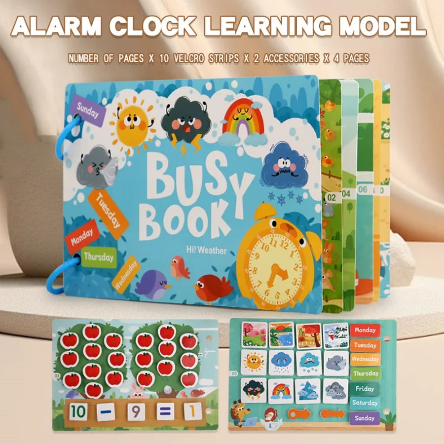 Parent-Child Interaction 3 Rings Early Education Cardboard Paper 6 Themes Quiet Busy Book Brain Development Puzzle Sticker Books/Ages: 3-12 Years Old/ Colors-Multicolor/Blue/Animals