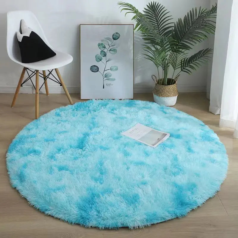VIKAMA-100% Polyester Green/ Tie Dye Silk Wool Indoor Carpet, Anti-Slip, Fade Resistant, Hand Wash