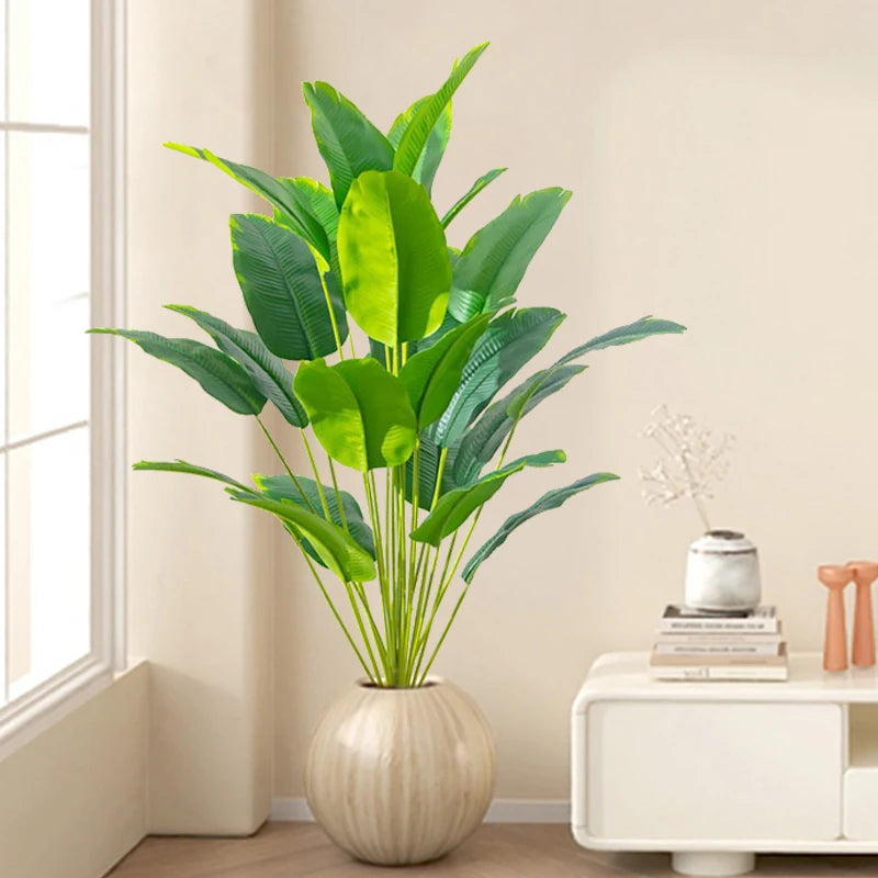 Large Non-Flowering Green Indoor Resin Plastic Artificial Monstera Tropical Palm Tree Plants