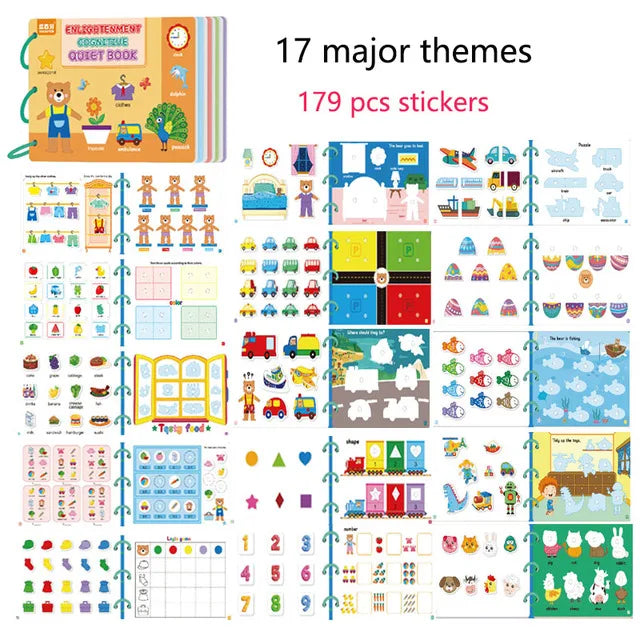 Montessori Kids Plastic Felt Fabric My First Quiet Busy Cardboard Early Education Matching Games Book /Ages: 3-Years-School-Age Older/ 15 Pages Book-30 Pages Book