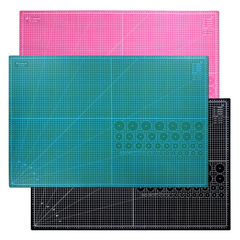 Durable Double-Sided PVC Multi-Purpose Self-Healing Grid-Lines Cutting Craft Mats/Colors-Green/Black/Gray/Pink/Purple