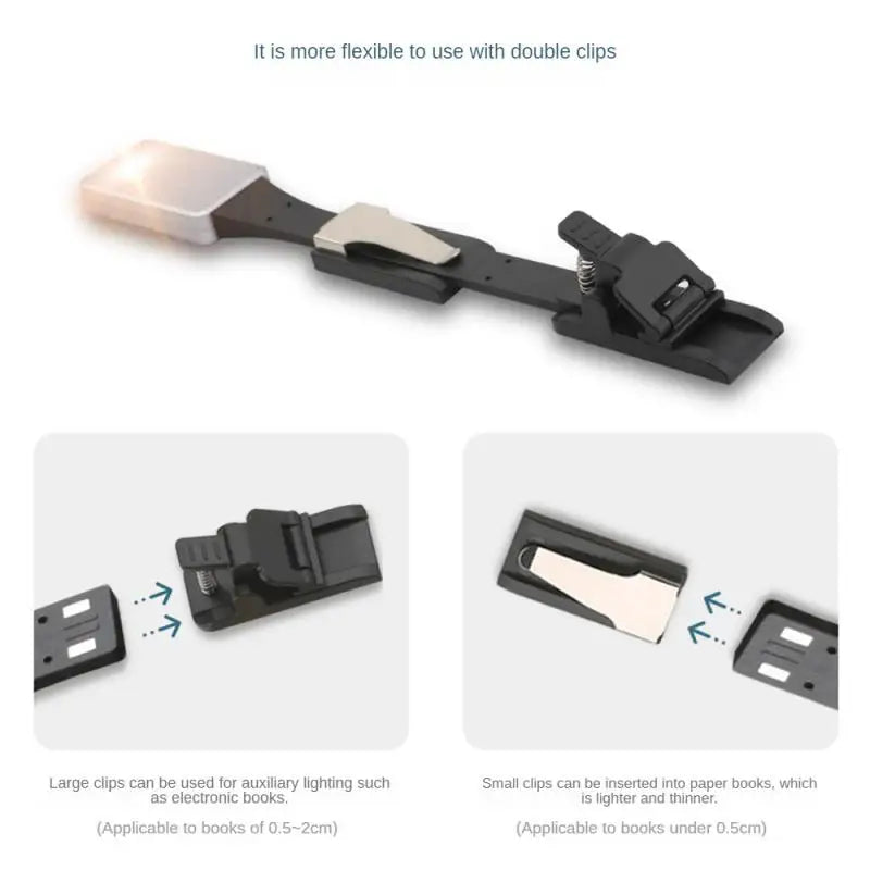 1-5 PCS Set Black LED Adjustable Color Dimming Detachable Flexible Portable USB Rechargeable Bookmark Clip Lights