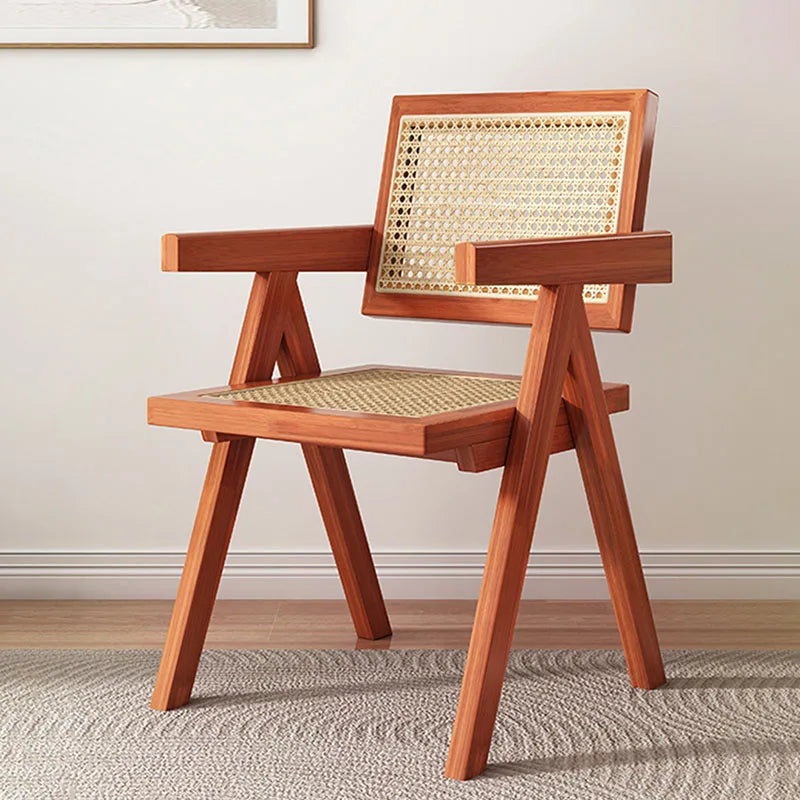 Italian Modern Upholstered Leatherette Mesh Wood Dining Armchairs/Colors-Beige/Brown/Black