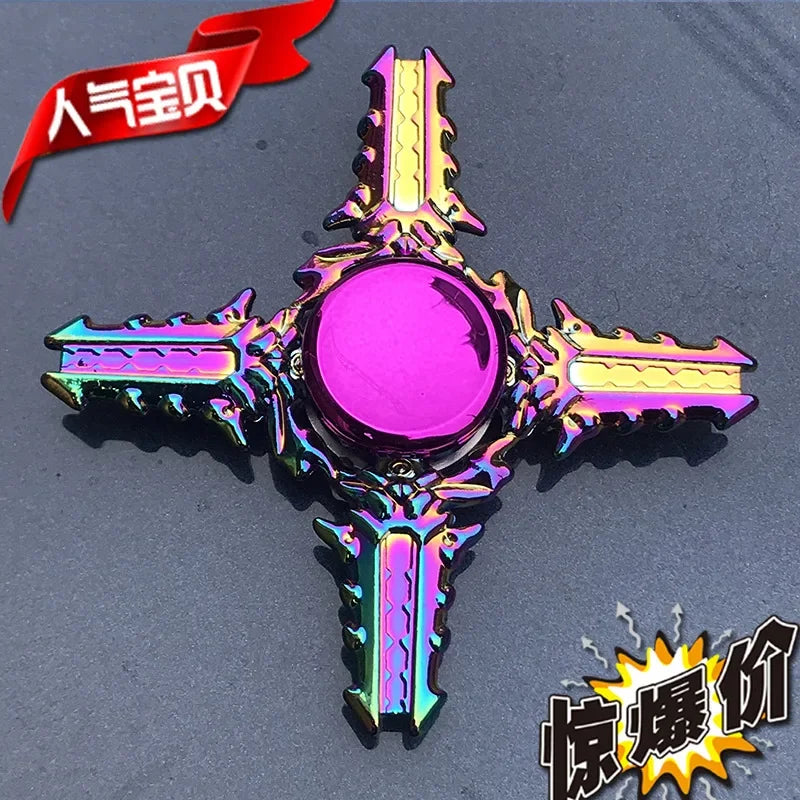 Kids Metal Purple Multicolor Round Fingertip Focus Spinners Anxiety-Stress Relief Fidget Toys/ Ages: 13-18 + Years Older