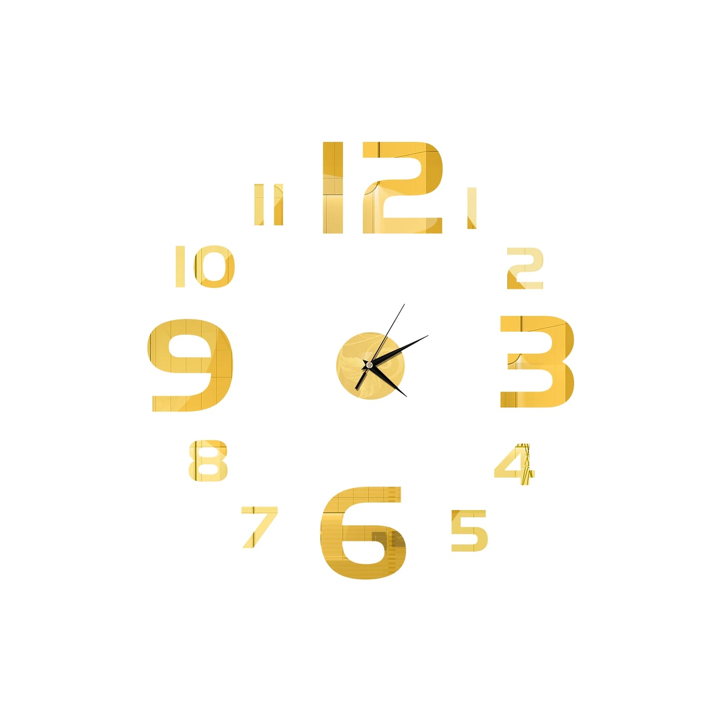 Self-Adhesive Waterproof Vapor-Proof Non-Toxic Safe Acrylic 3D Mirror Wall Clock Decals/Colors-Black/Silver/Gold