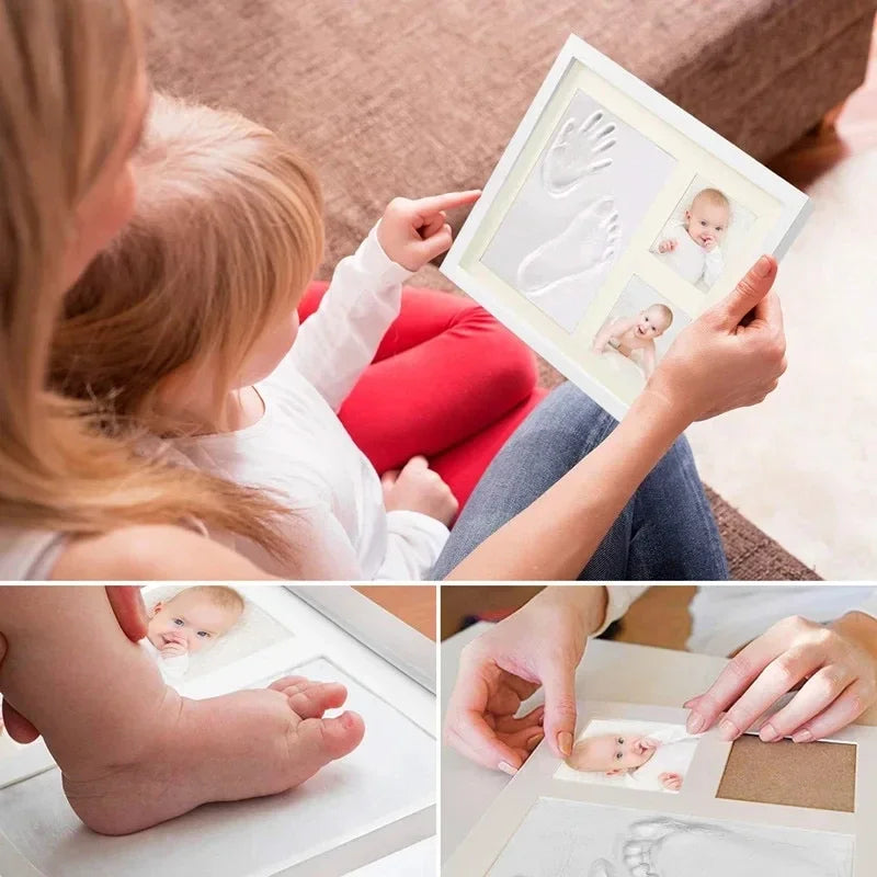 Newborn-6-Month Babies Plastic Non-Toxic Hand-Foot Clay Imprint Mold Standing Picture Frames/Colors-Black/White