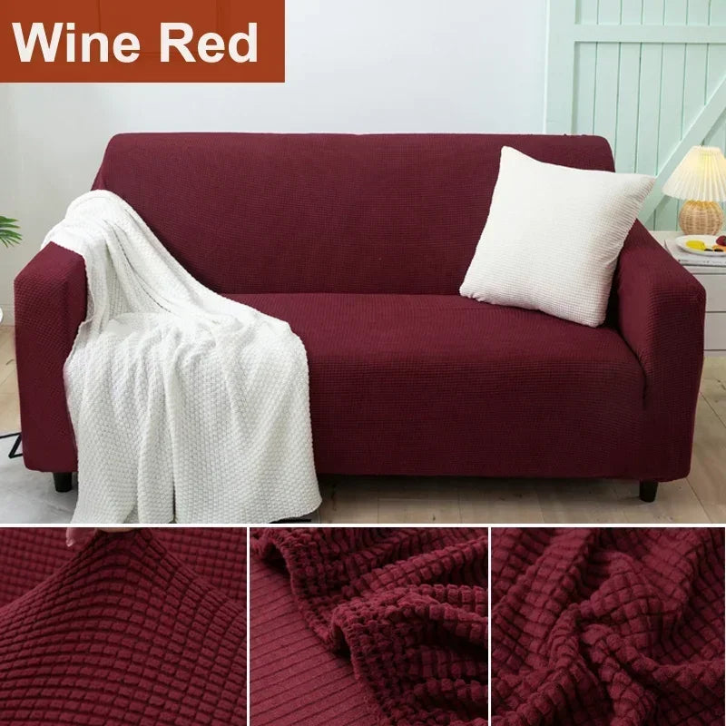 L-Shaped Jacquard Polyester Fabric Fall-Winter Elastic Stretch Sofa Covers /Colors-Gray/Beige/Geometric/Green/Red
